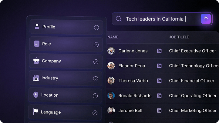 Flow AI find leads interface