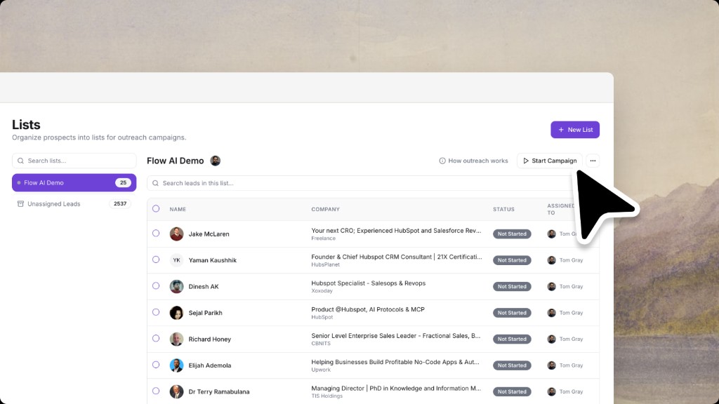 Flow AI Autopilot list view
